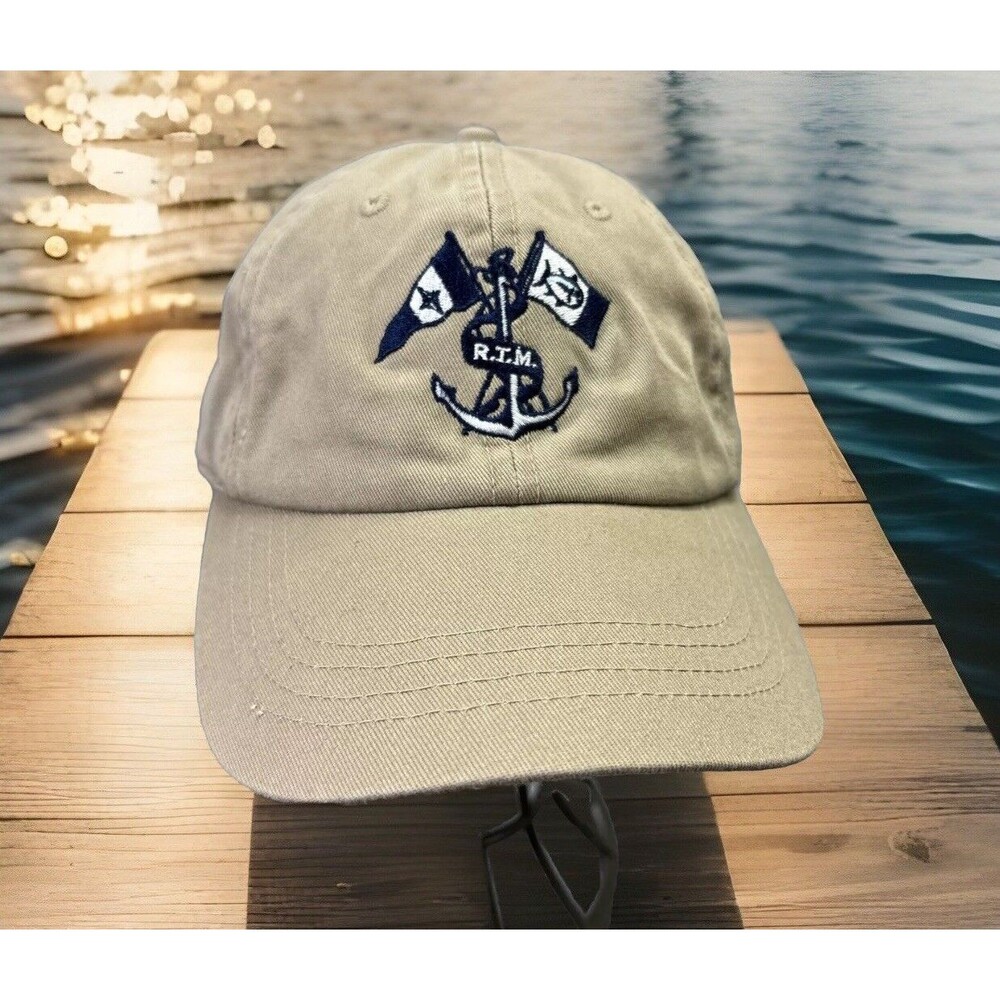 SOUTHERN TIDE‎ Anchor Hat Cap RTM Embroidered Adjustable Strapback Beige Blue